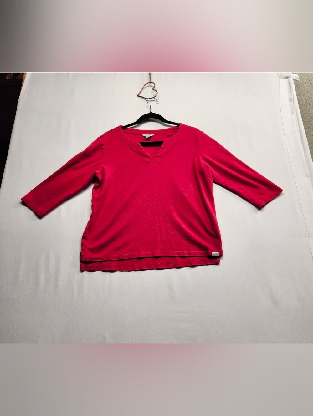 ⭐️Orvis Classic Collection Women's 3/4 Sleeve Split Neck Pima Cotton Tee Top Med